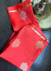 Pure Silk Banarasi - Red Orange