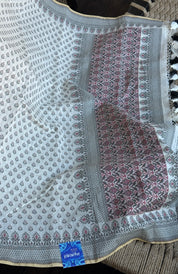 Kora Cotton Banarasi - Off White Black Maroon Blue