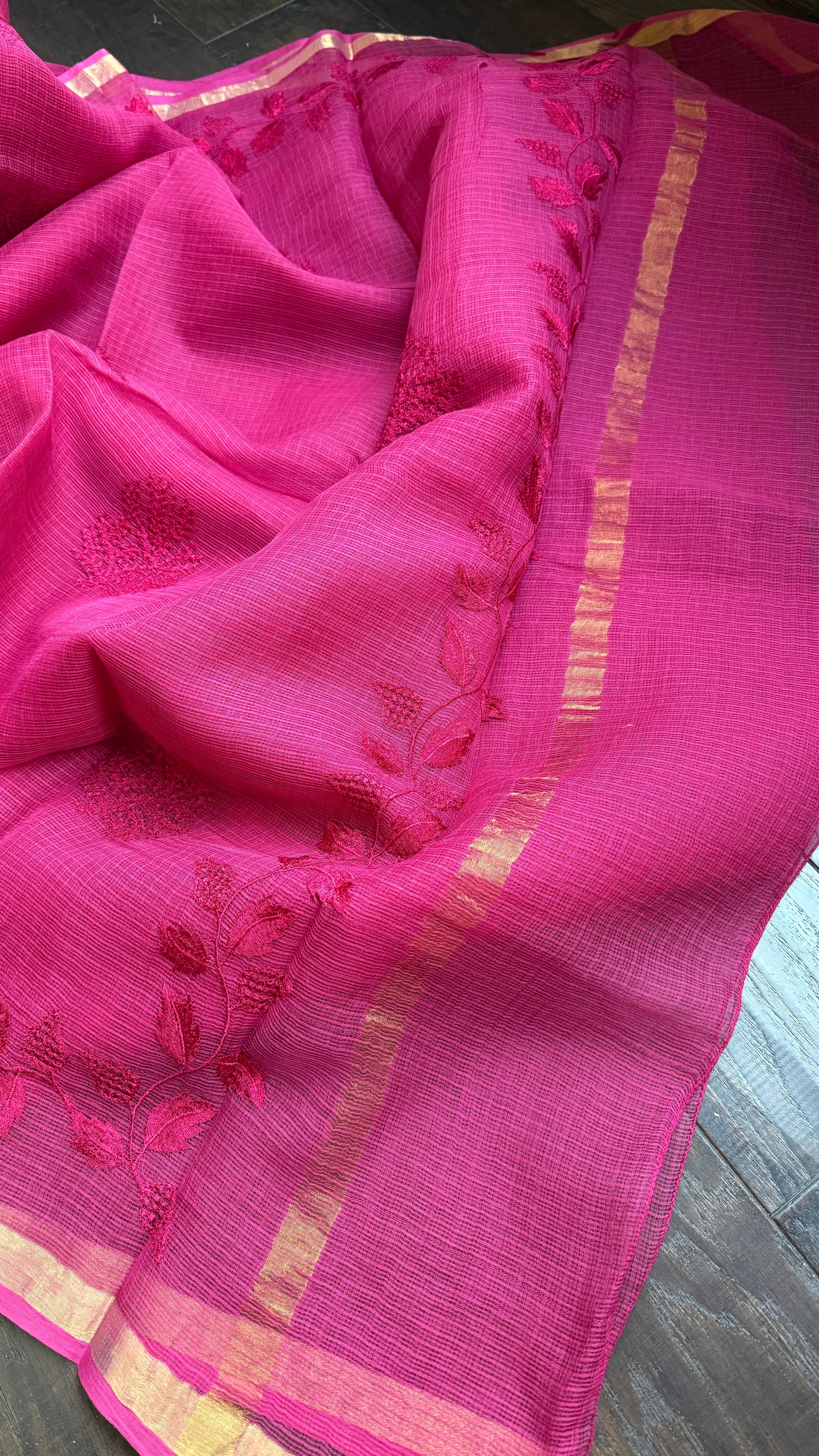 Embroidered Kota Silk - Pink