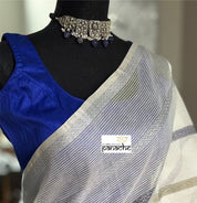 Designer Blouse - Royal Blue Raw Silk