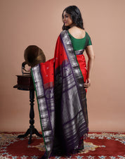 Pure Silk Gadwal - Red Blue