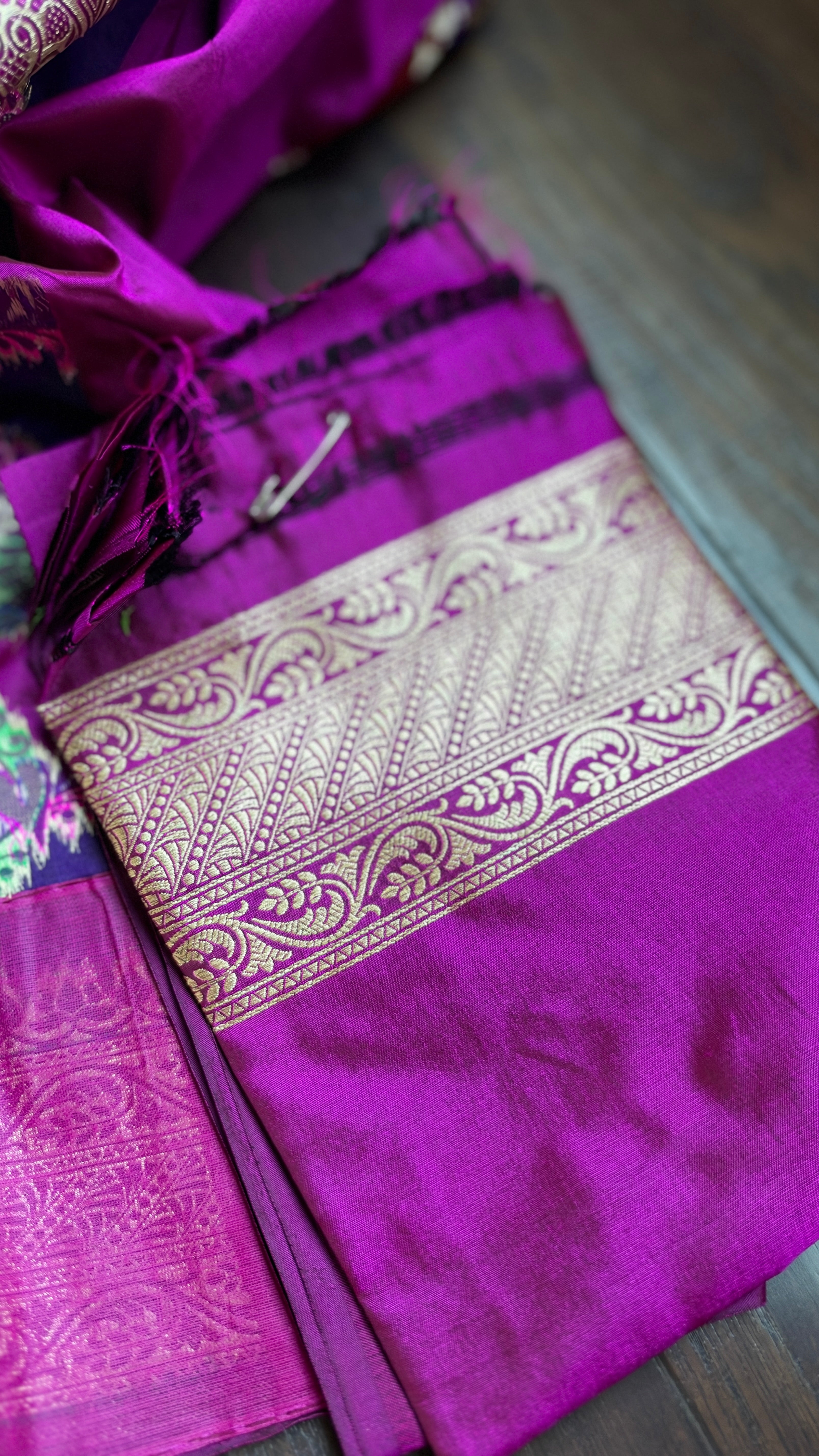 Pure Silk Banarasi - Purple Magenta Maroon Green