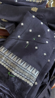 Exclusive Pure Katan Silk Kadhua Banarasi - Black