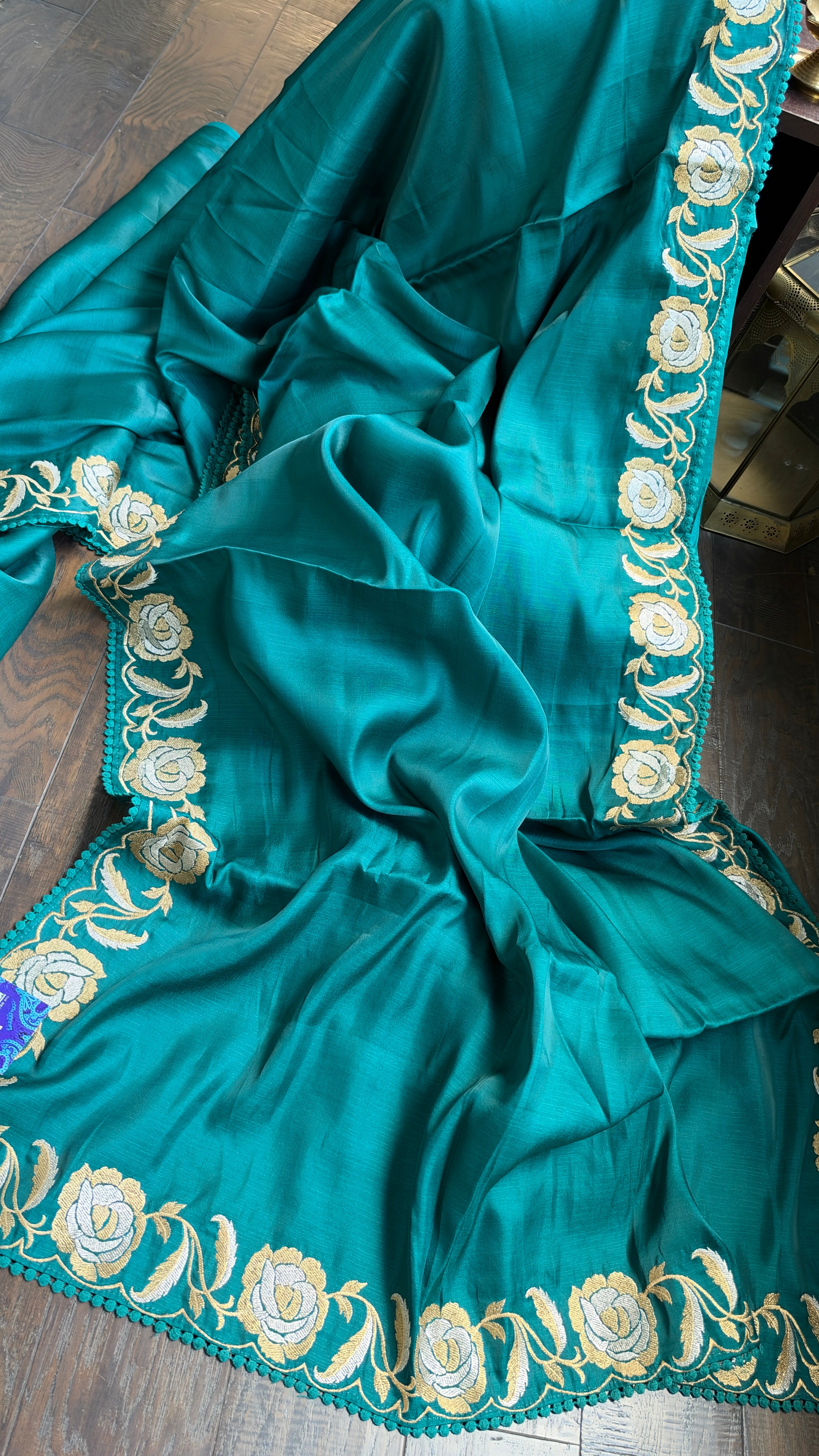 Soft Silk Embroidered - Teal
