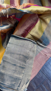 Chanderi Tissue Silk - Multi Color woven Rangkat