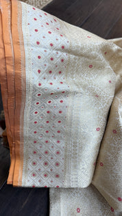 Pure Silk Brocade Banarasi- Cream
