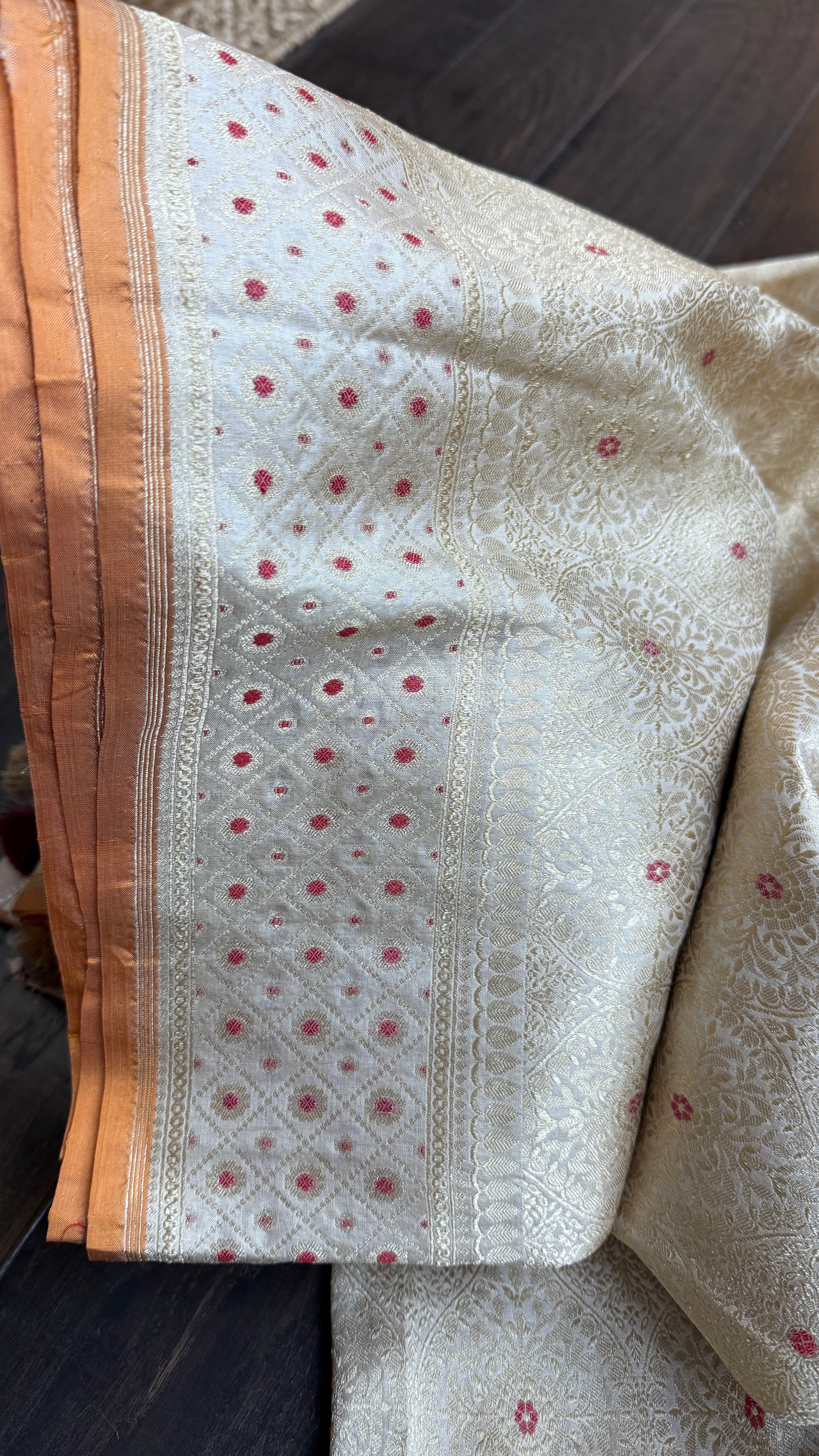 Pure Silk Brocade Banarasi- Cream