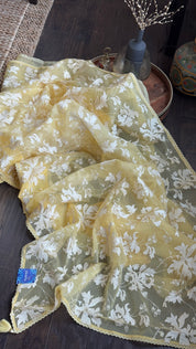 Designer Organza - Yellow Embroidered