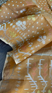 Dhakai Jamdani  - Light Terracotta Silver Zari Woven