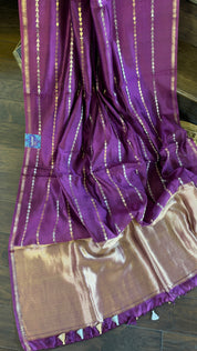 Pure Silk Banarasi - Purple Golden Zari