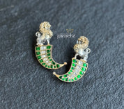 Artisan Earring 925 Silver - Green Kundan