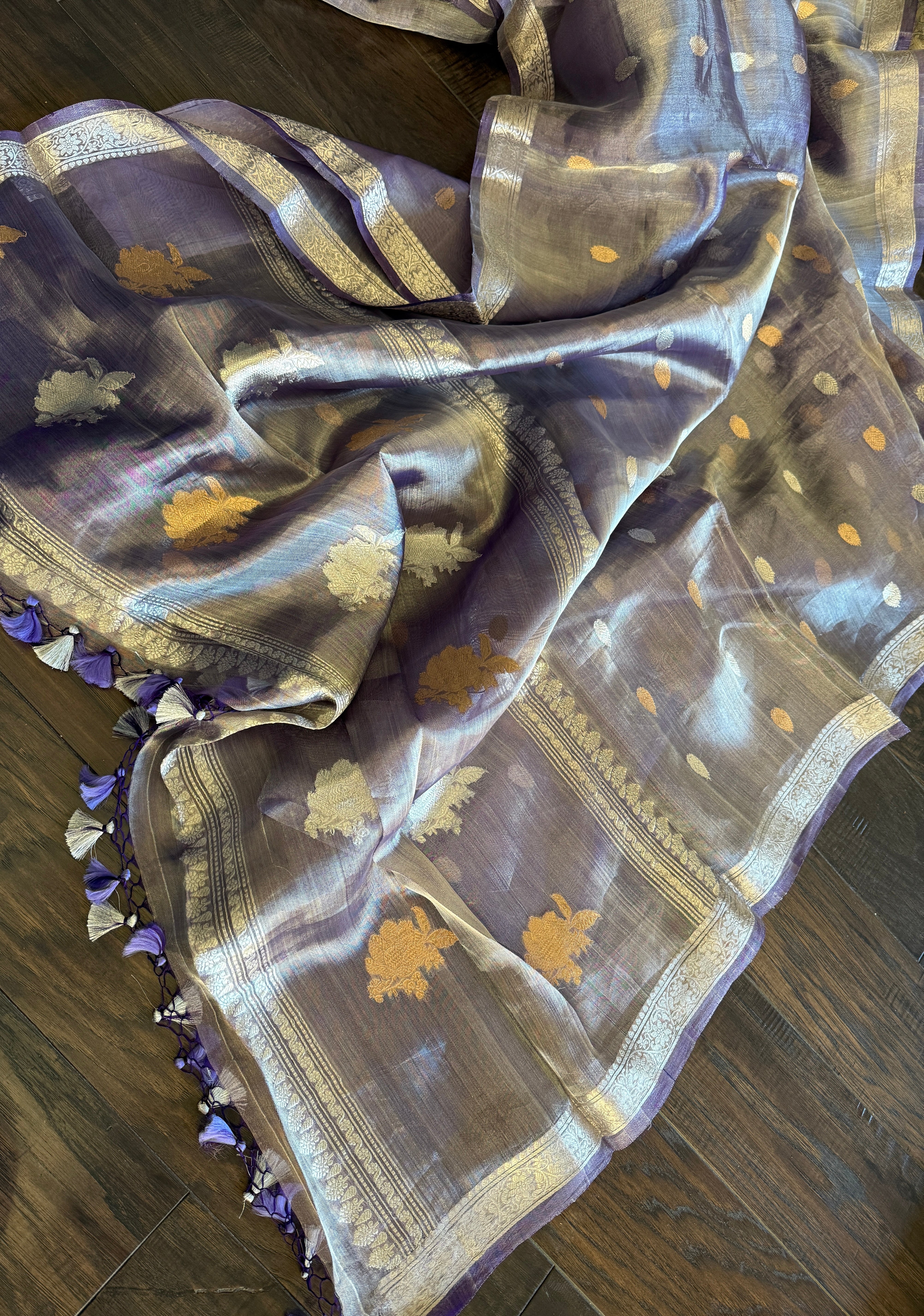Tissue Organza Silk Banarasi - Purple