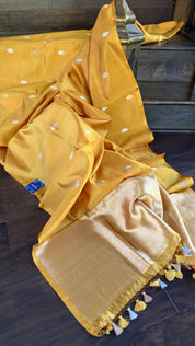 Pure Silk Banarasi Khadhua - Yellow Golden Zari