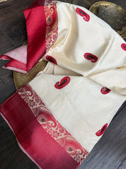 Pure Garad Silk- Light Cream Red