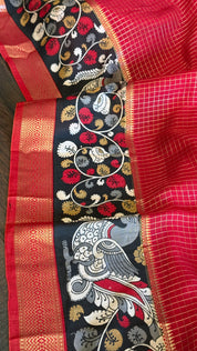 Designer Crepe Silk - Red Black