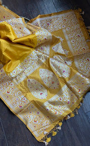 Pure Katan Silk Kadhua Banarasi - Yellow
