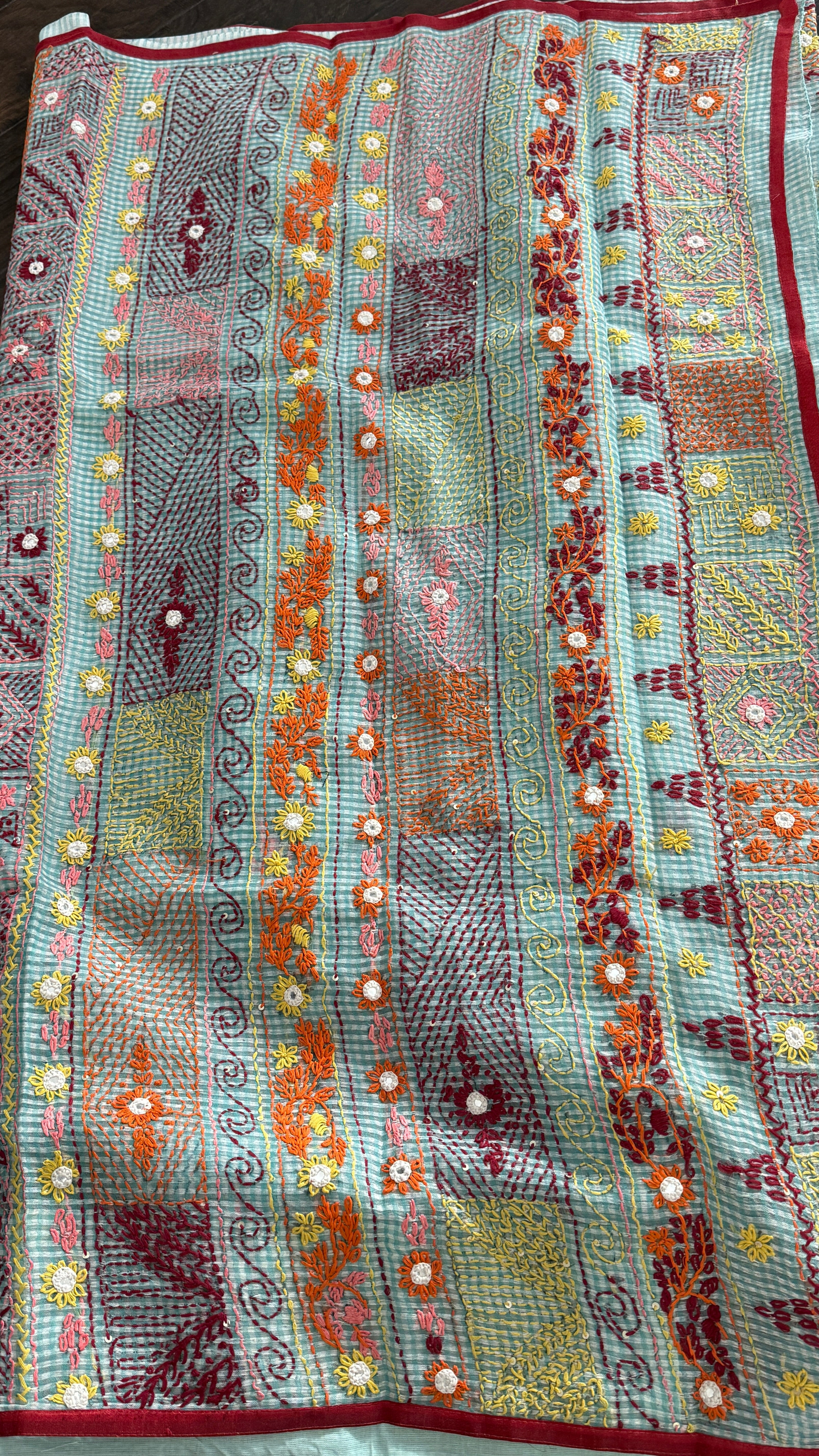 Kota Silk Lambani - Aqua Blue Embroidered
