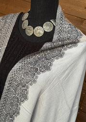 Kashmiri Woven Stole - Beige Black