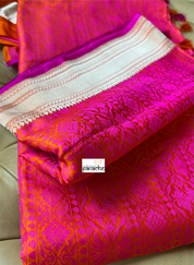 Pure Silk Mashru Banarasi- Pink Orange