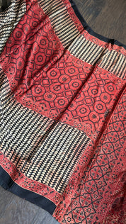 Modal Silk Ajrakh - Maroon Black