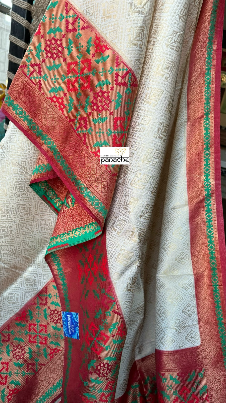 Soft Silk Banaras Saree - Beige Golden Patola