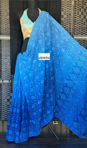 Designer Geogette Chikankari - Blue shaded