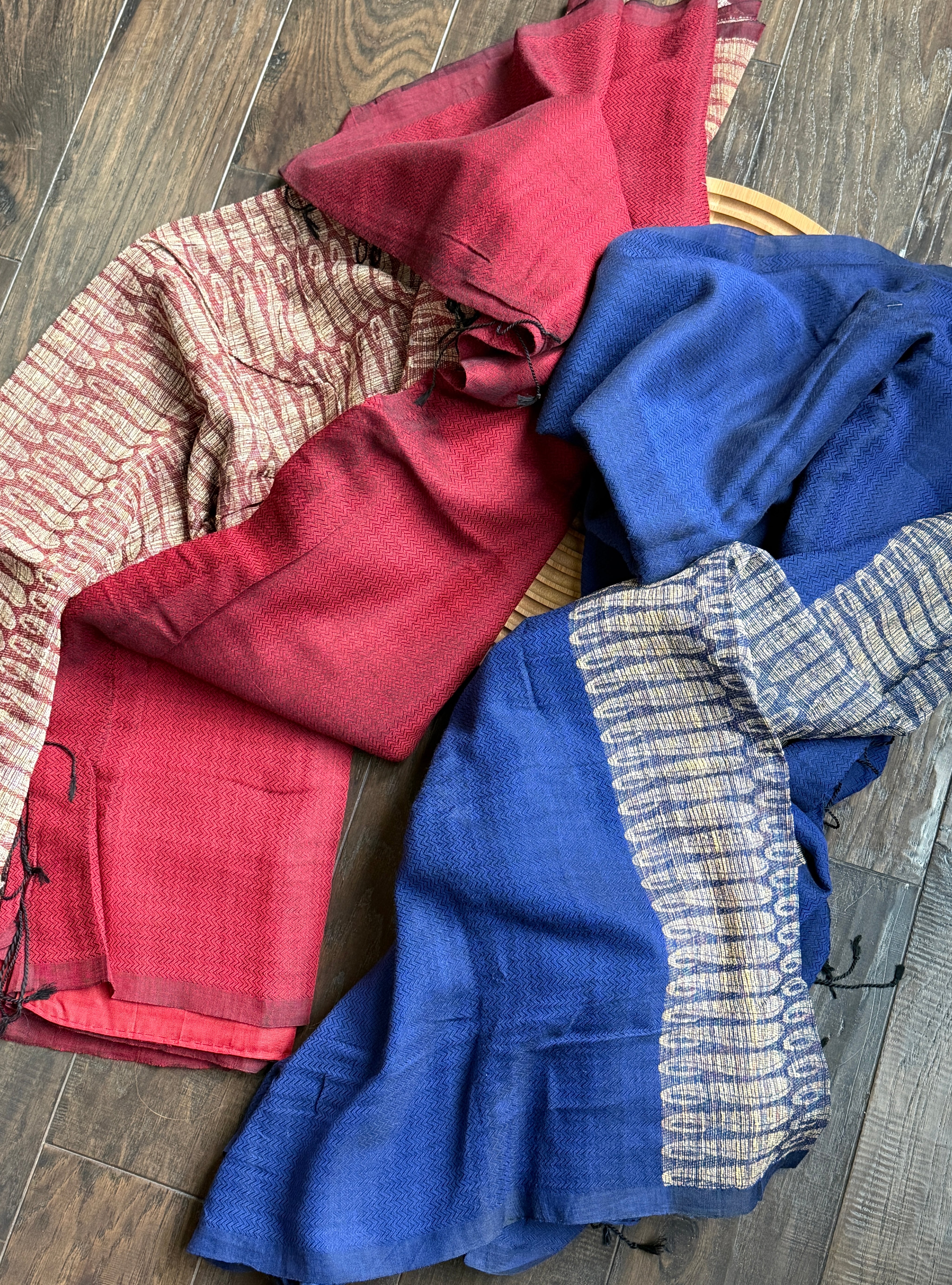 Pure Khadi Matka Cotton -  Blue Jute Handwoven