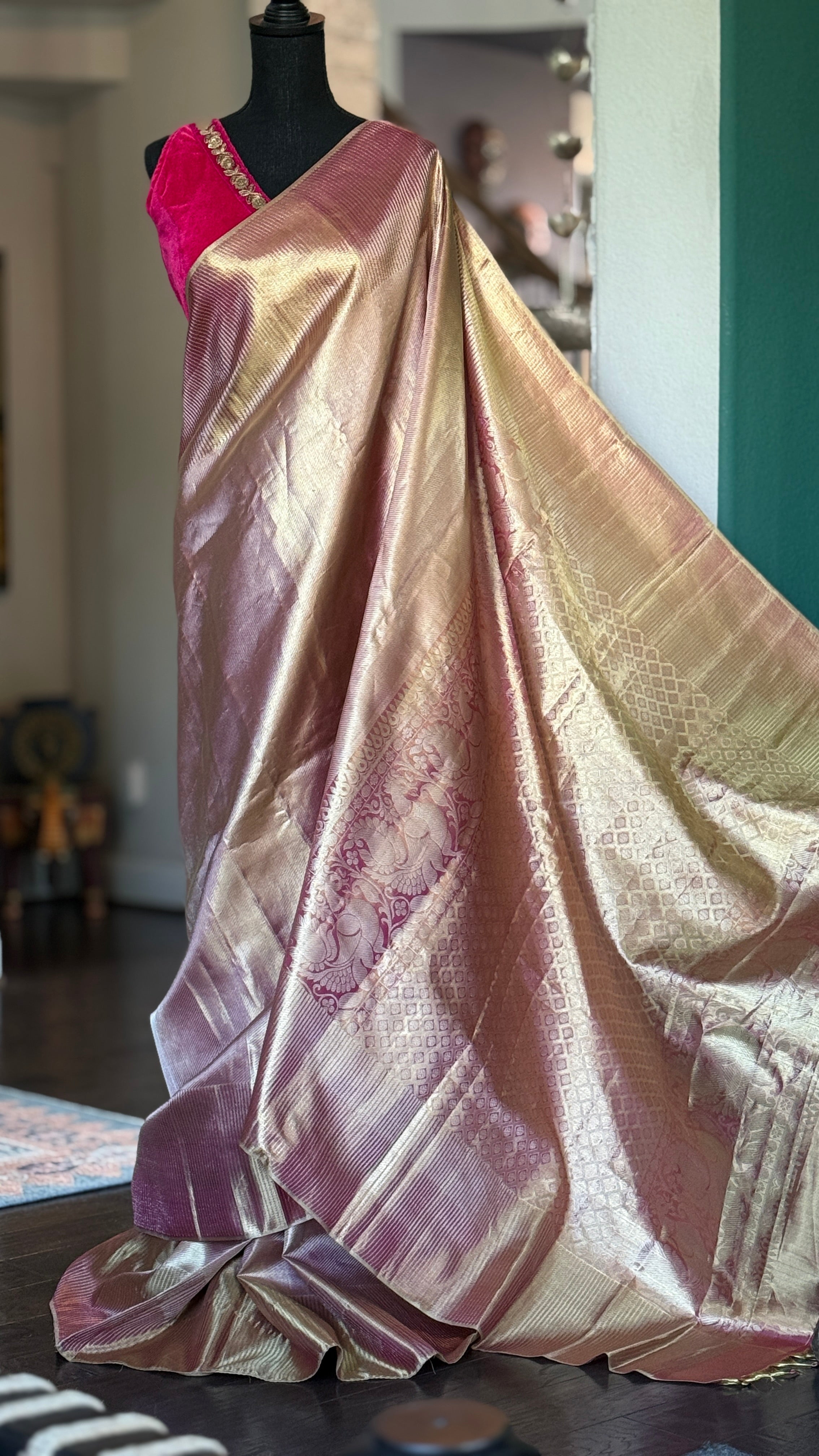 Pure Tissue Silk Kanjivaram - Golden Purple