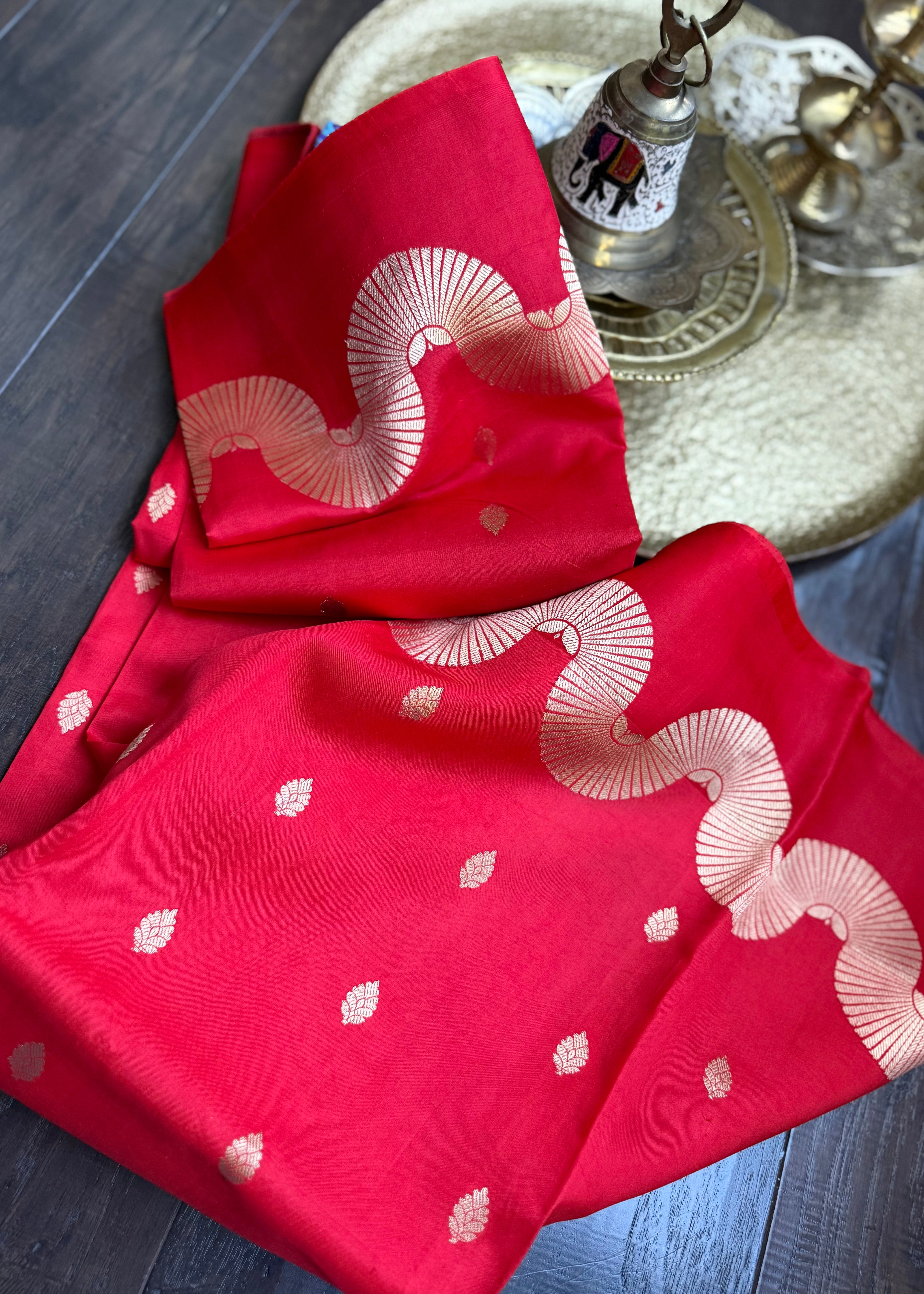 Pure Silk Banarasi - Red Contemporary Border