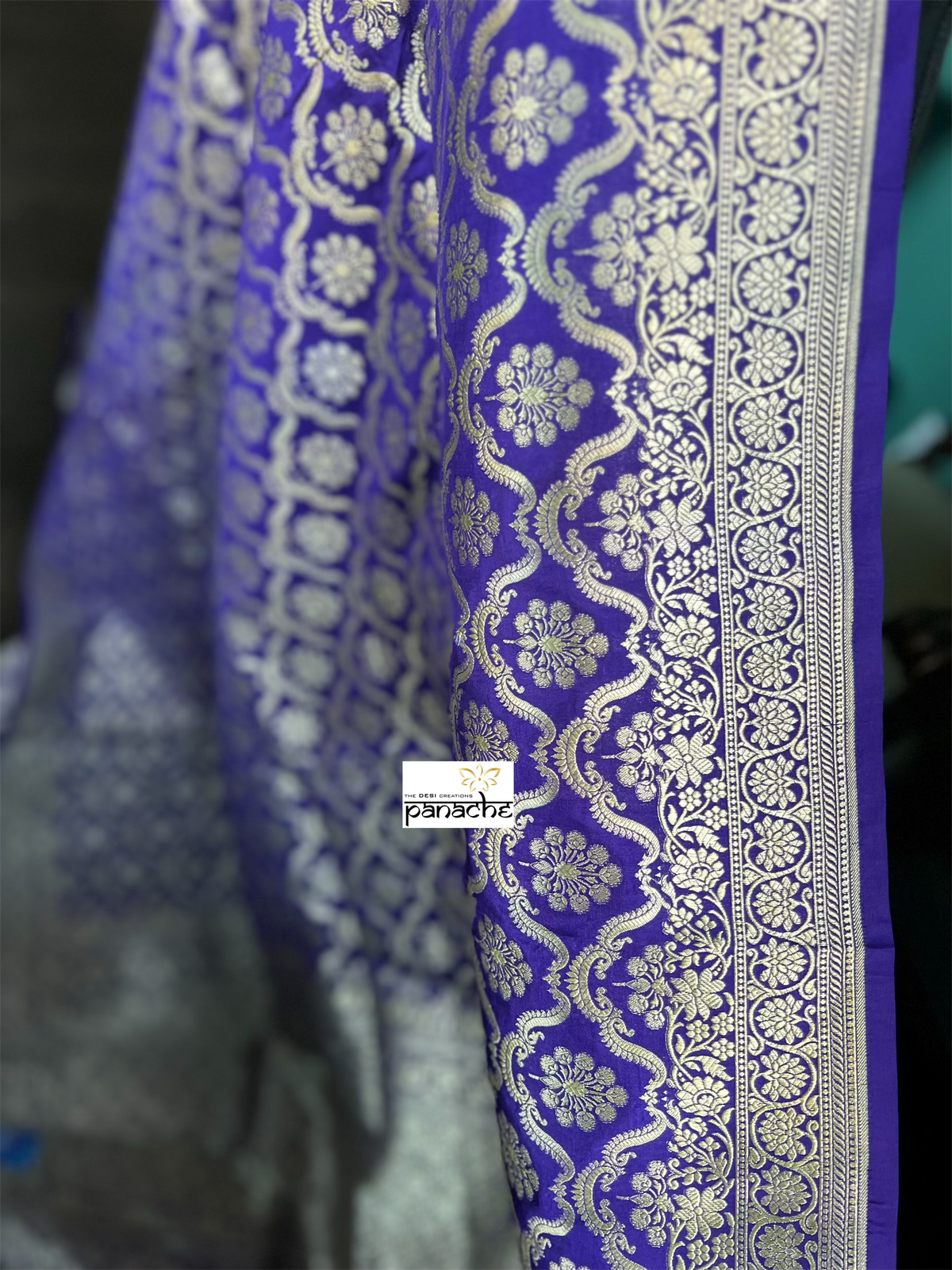 Pure Silk Katan Banarasi- Purple Blue