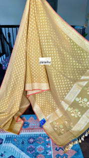 Kora Cotton Banarasi - Light Ochre Yellow