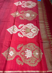 Raw Silk Banarasi - Maroon Rust Shaded
