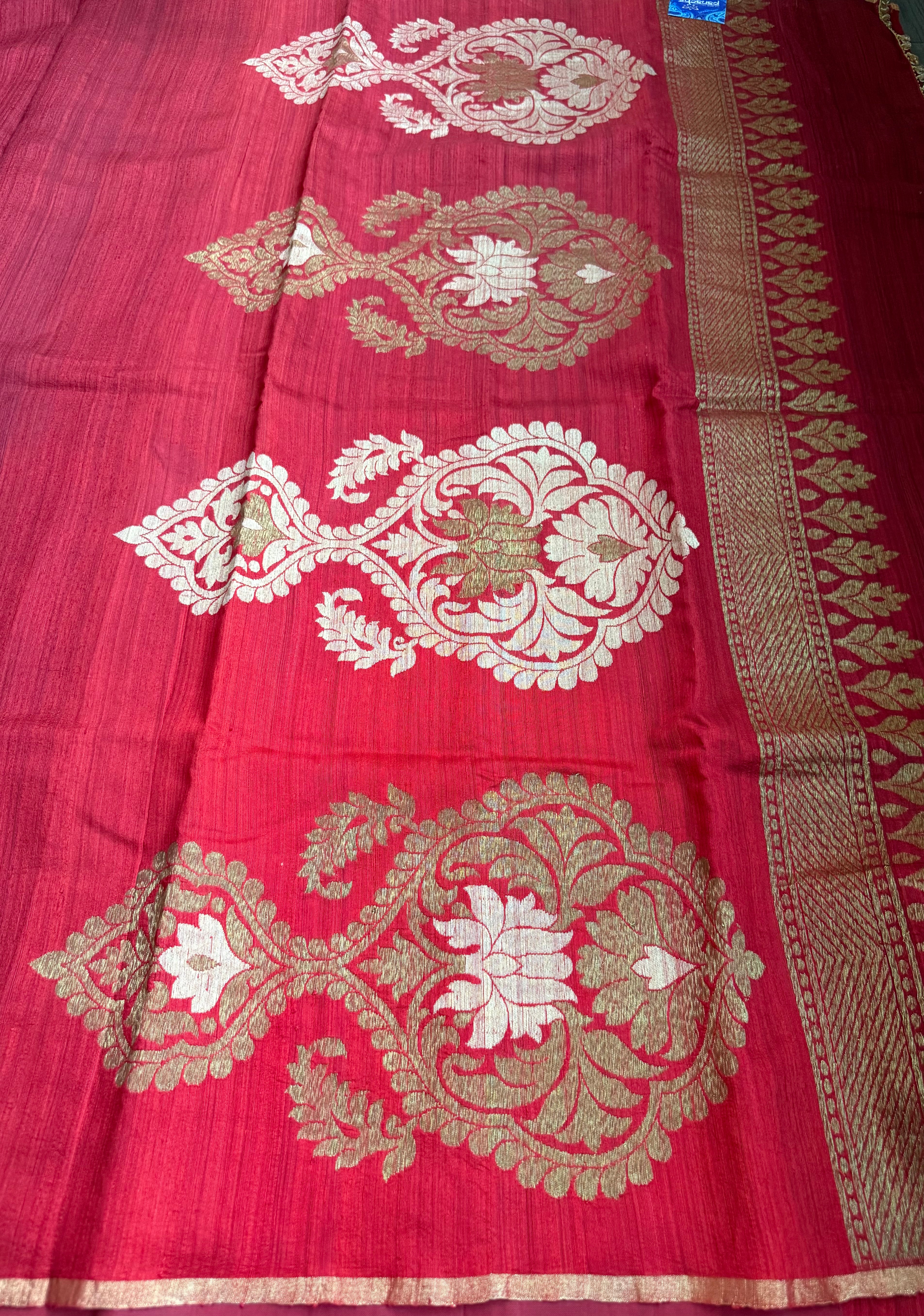 Raw Silk Banarasi - Maroon Rust Shaded