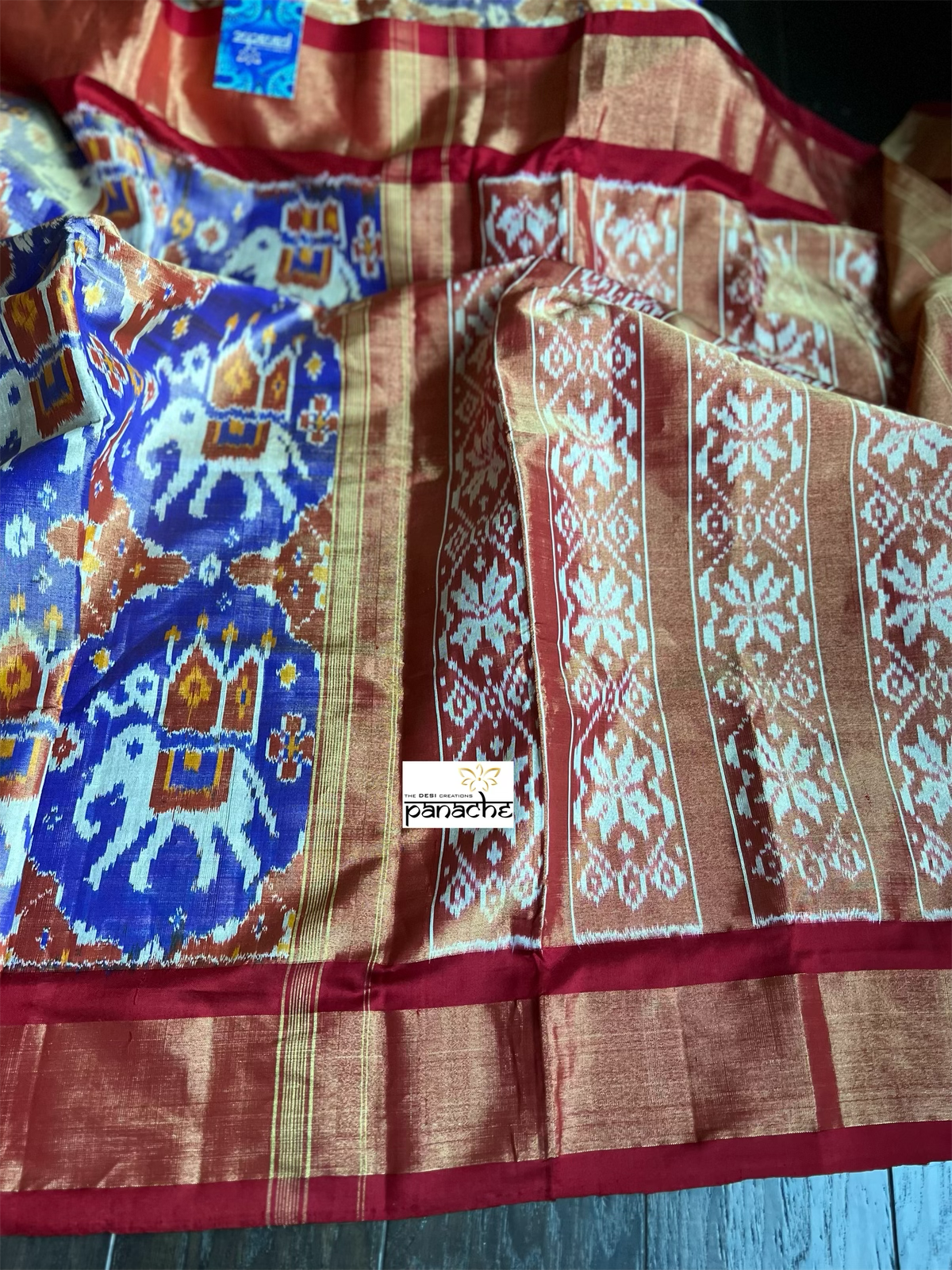 Pure Silk Tissue Ikat - Purple Red Pochampally
