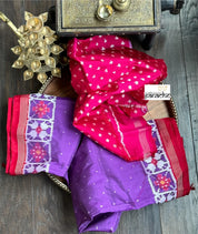 Pure Silk Ikat - Purple Red Pink Pochampally