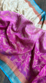 Gicha Tassur Silk Banarasi - Beige Magenta Shaded