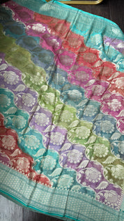 Khaddi Georgette Banarasi - Sea Green Multi color Rangkat