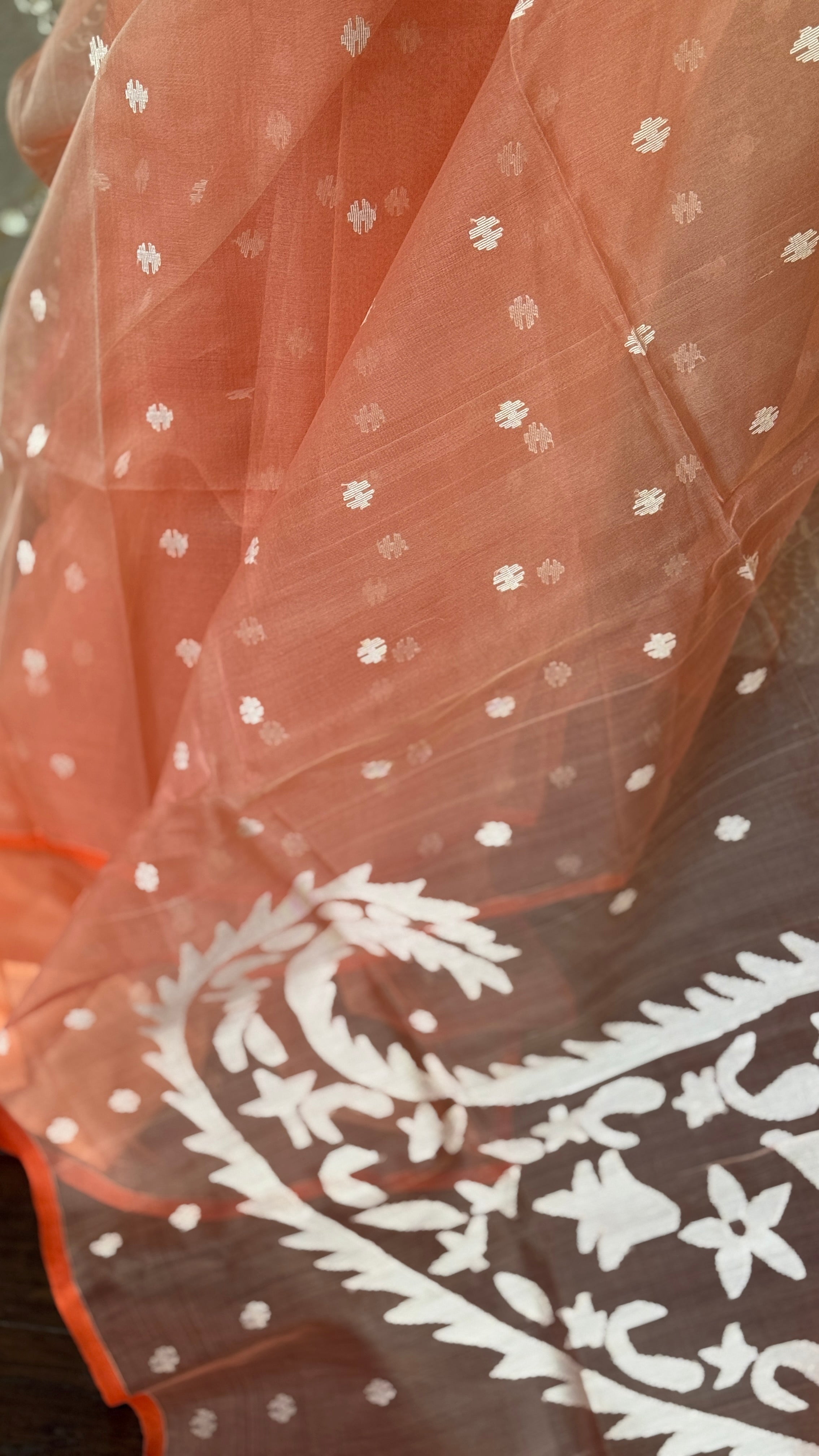 Muslin Jamdaani - Peach