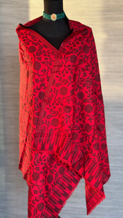 Semi Pashmina Stole - Red Black