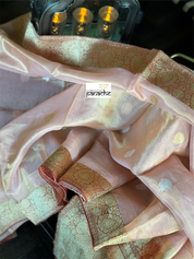 Pure Organza Tissue Silk Banarasi- Peach