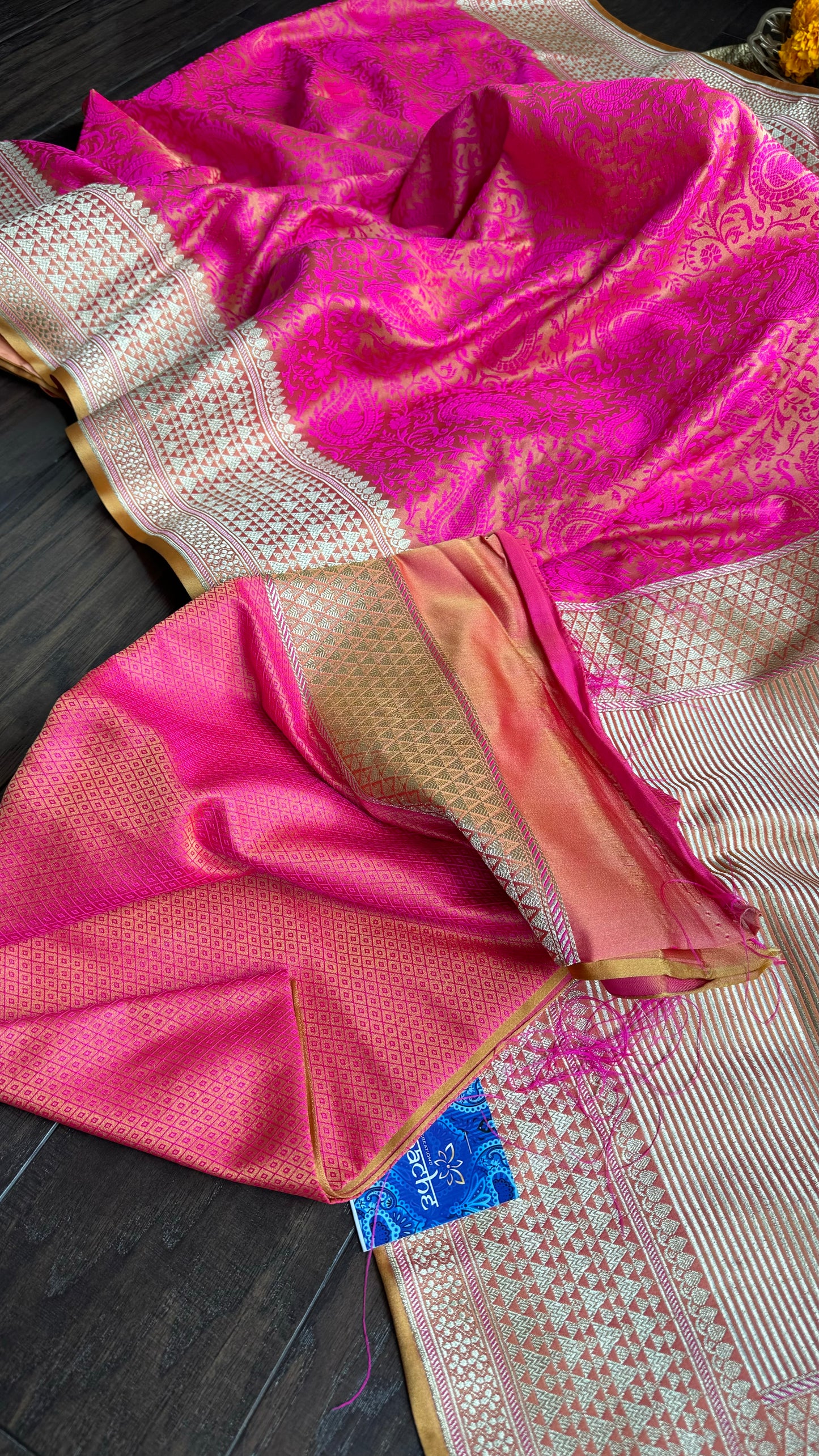 Soft Silk Banarasi - Pink Yellow Tanchoi