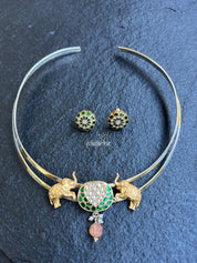 Silver 925 Choker - Gold elephant set