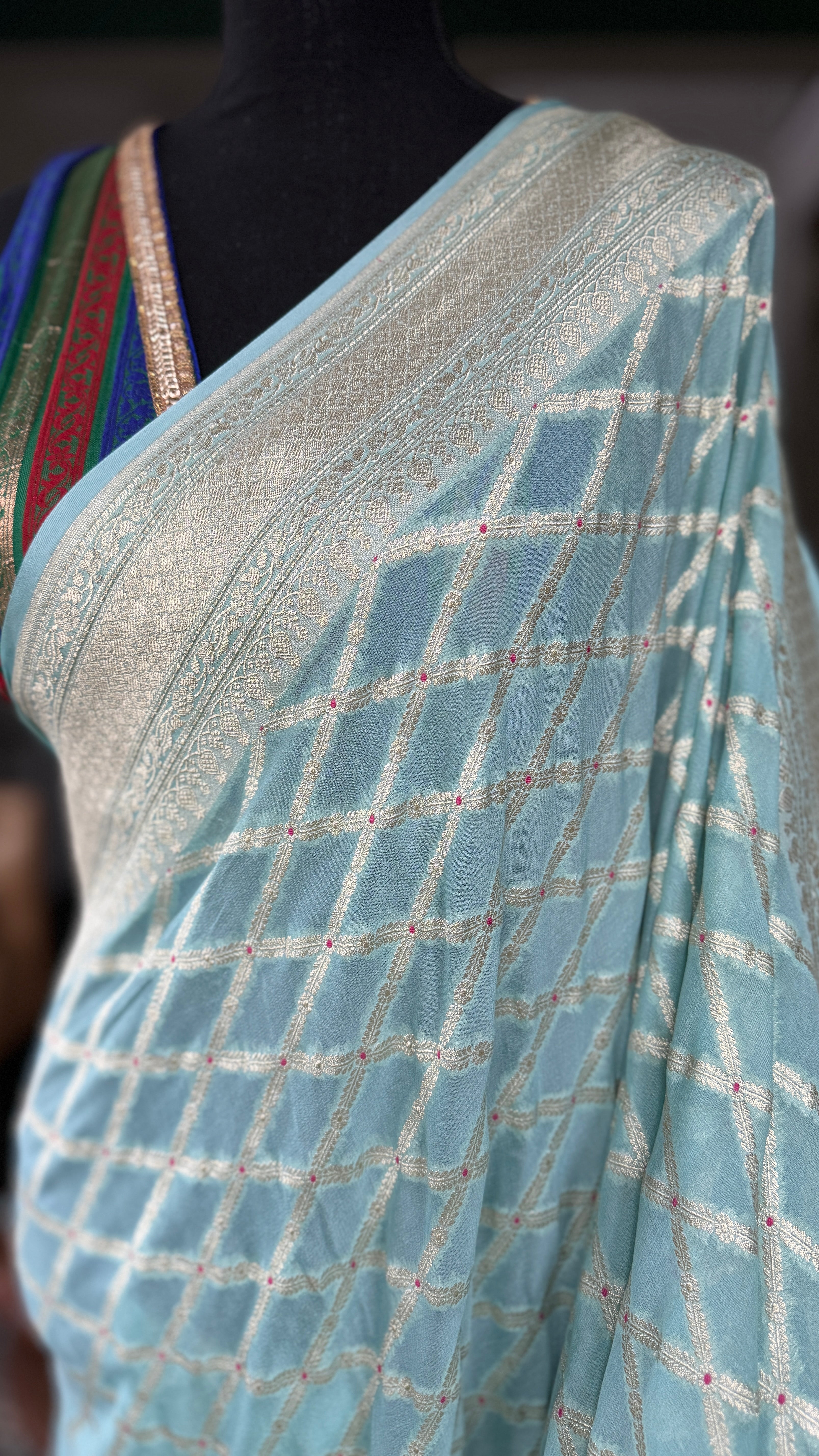 Khaddi Georgette Banarasi - Light Blue