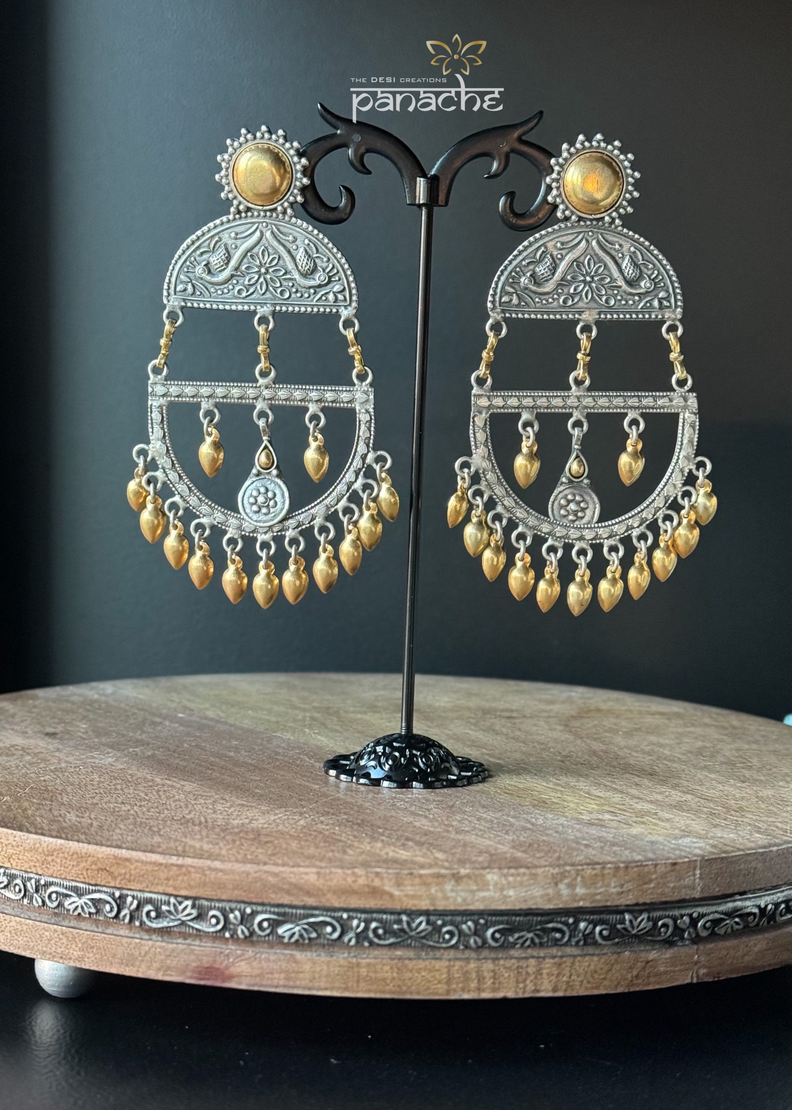 Earring 925 Silver- Dual Tone Statement