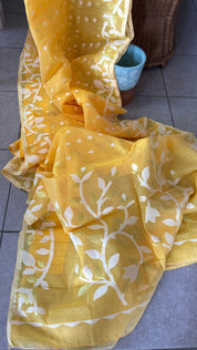 Cotton Jamdaani  - Yellow Gold Zari