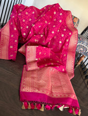 Cotton Silk Jamdaani Banarasi - Magenta Pink Woven