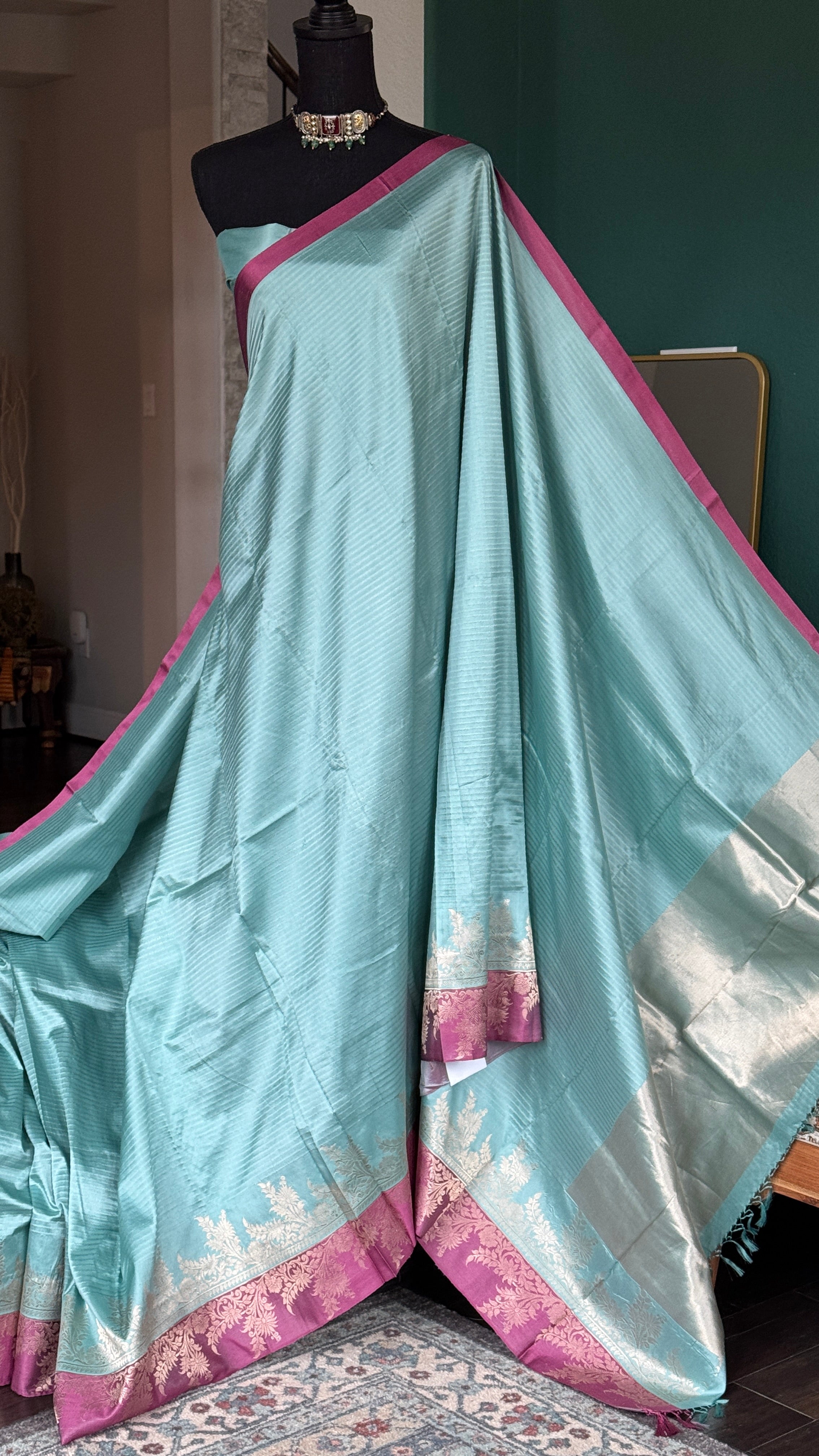 Katan Silk Banarasi - Light Blue Purple