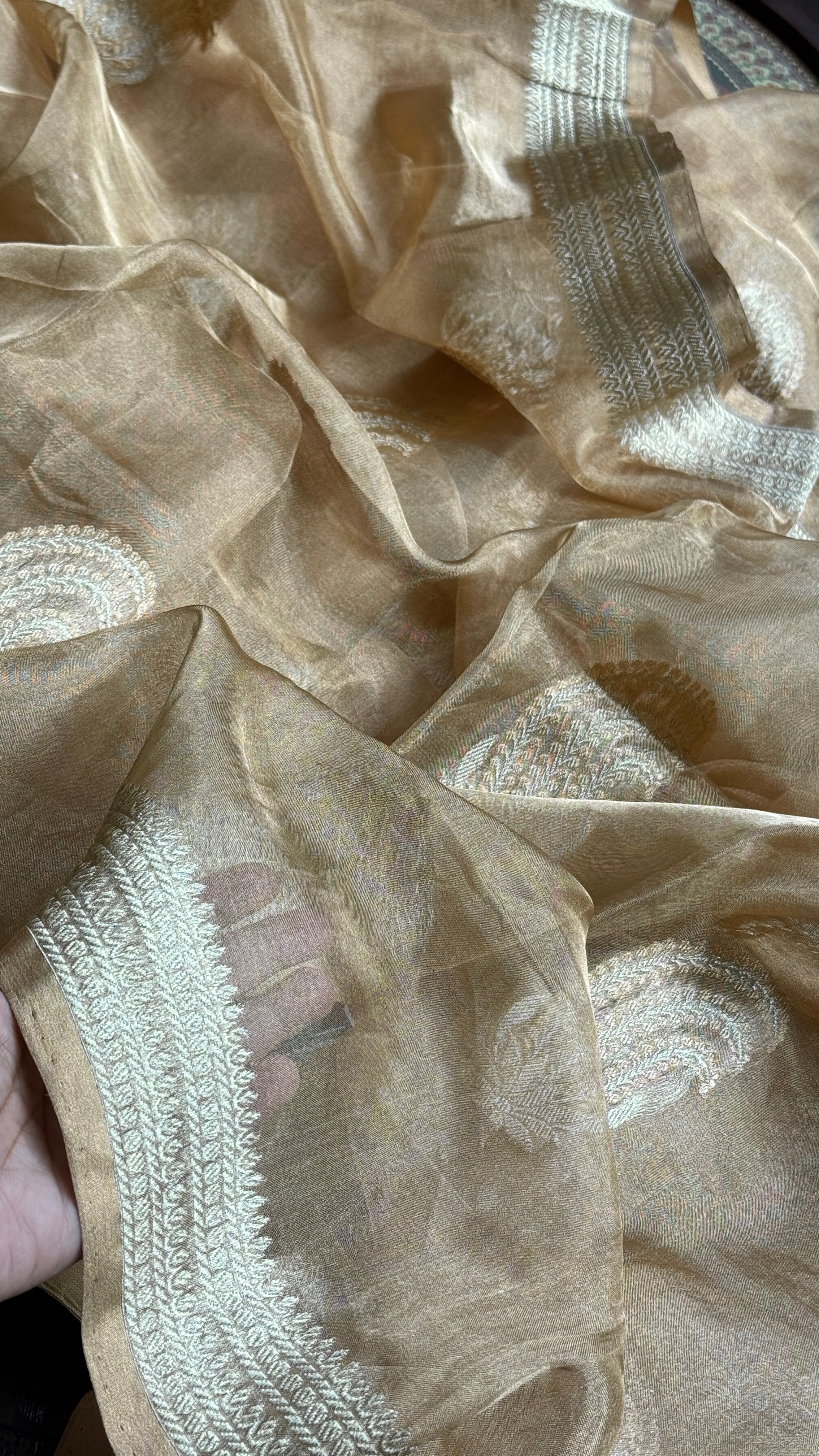 Pure Tissue Silk Banarasi - Golden Khadhua Woven