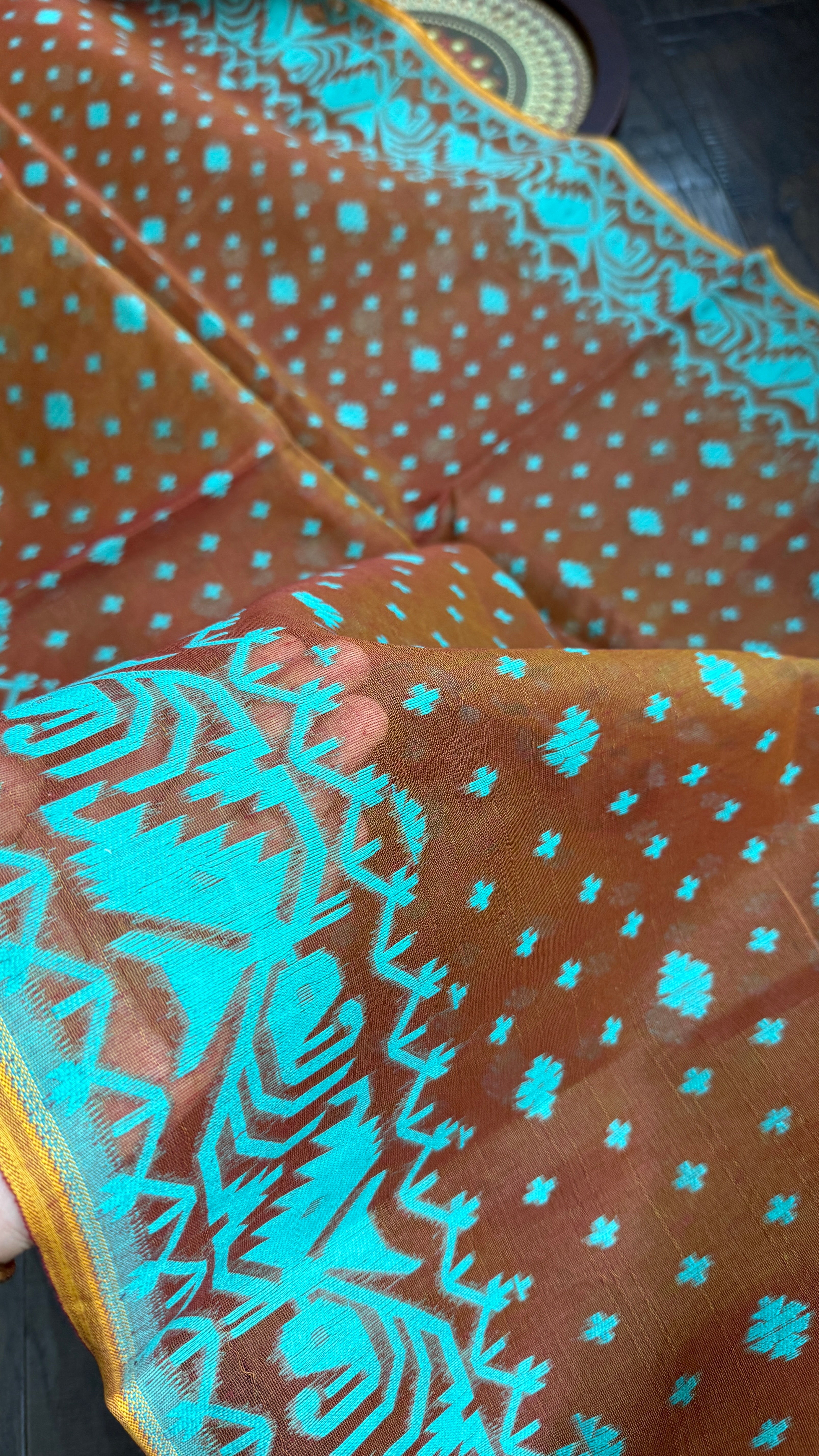 Jamdaani  - Ochre Orange Firozi