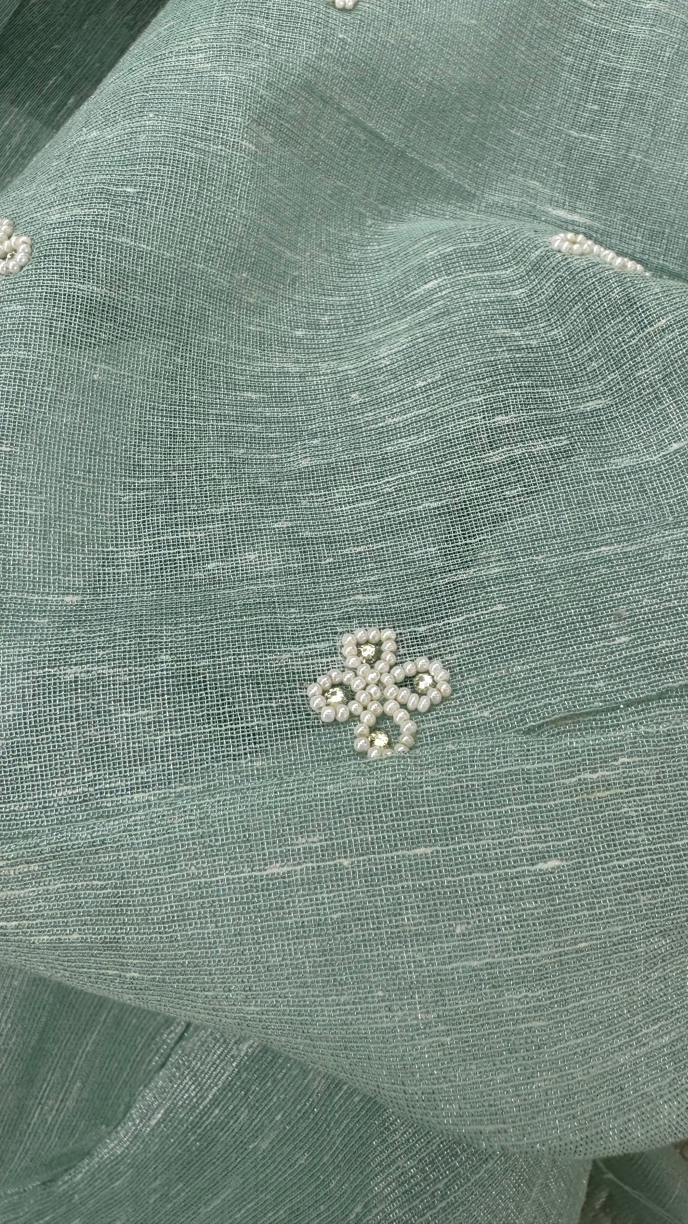 Tissue Linen - Mint Embroidered